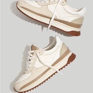 Madewell Kickoff Trainer Sneakers in Antique Cream Multi Color. Size 10.